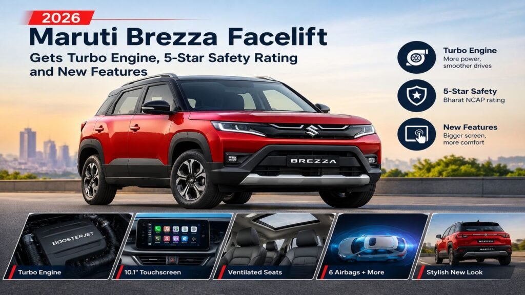 2026 Maruti Brezza Facelift Gets Turbo Engine, 5-Star Safety Rating and New Features